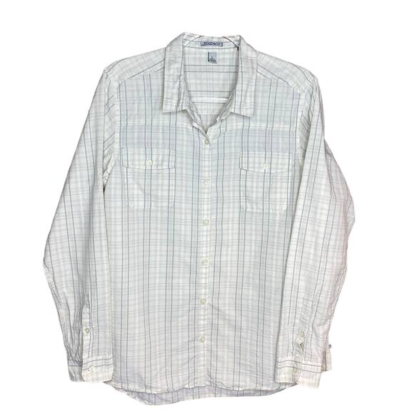 Toad and Co Womens Alegre Plaid Shirt Button Up Gray White Long Sleeve Sz L - Picture 1 of 8